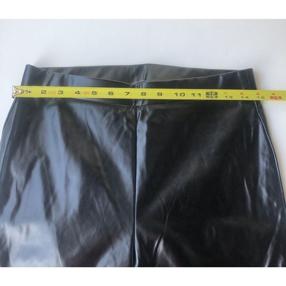 H Halston Womens Black Faux Leather Legging Pull on Ankle Zippers Size Small - Picture 8 of 12